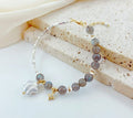Grey Moonstone, Baroque Star Bead and Pearl Adjustable Bracelet